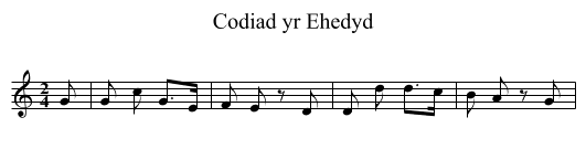 Codiad yr Ehedyd - staff notation