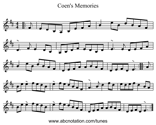 Coen's Memories - staff notation