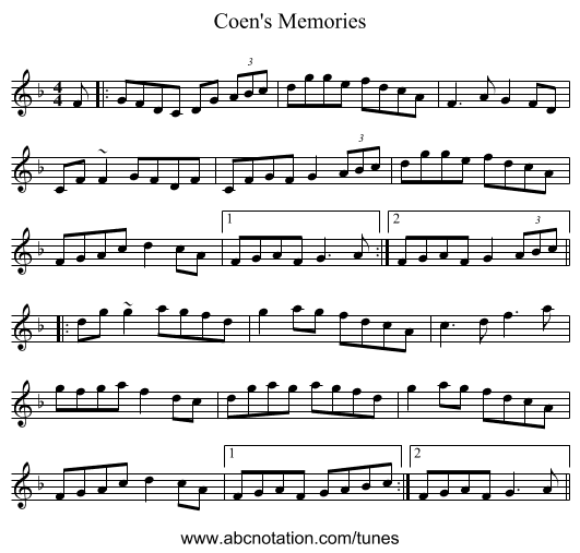 Coen's Memories - staff notation