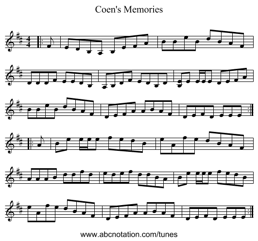 Coen's Memories - staff notation