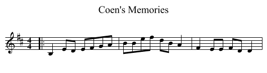 Coen's Memories - staff notation