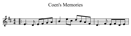 Coen's Memories - staff notation