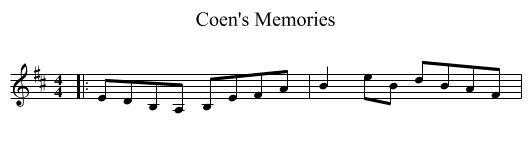Coen's Memories - staff notation