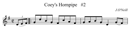 Coey's Hornpipe   #2 - staff notation