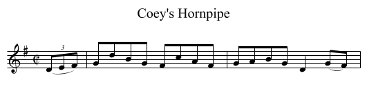 Coey's Hornpipe - staff notation