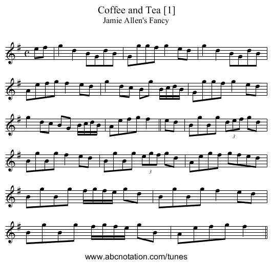 Coffee and Tea [1] - staff notation