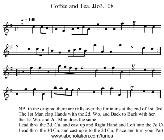 Coffee and Tea. JJo3.108 - staff notation