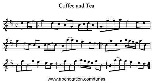 Coffee and Tea - staff notation