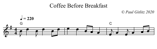 Coffee Before Breakfast - staff notation