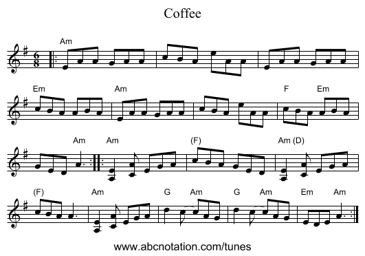 Coffee - staff notation