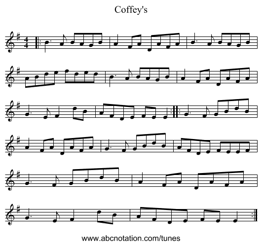 Coffey's - staff notation