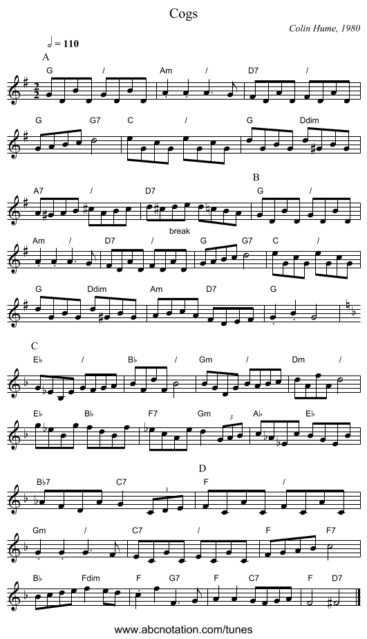 Cogs - staff notation