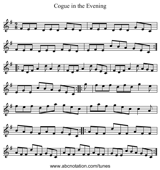 Cogue in the Evening - staff notation