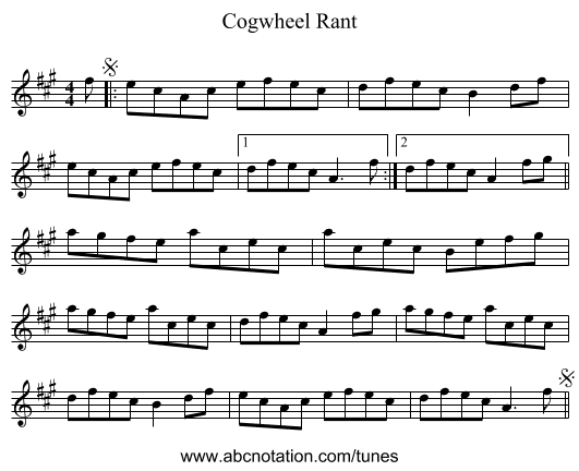 Cogwheel Rant - staff notation