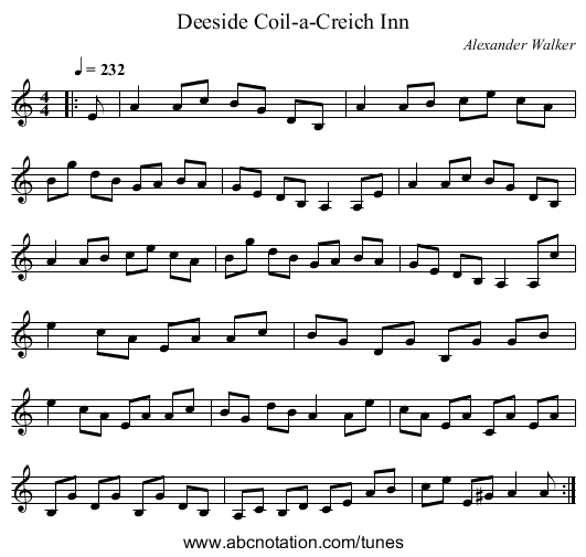 Coil-a-Creich Inn, Deeside - staff notation