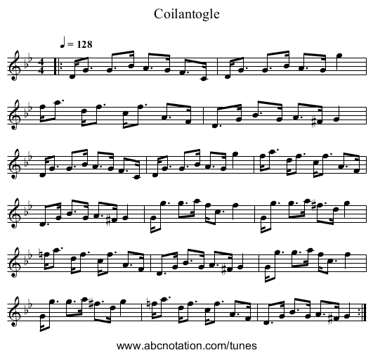 Coilantogle - staff notation