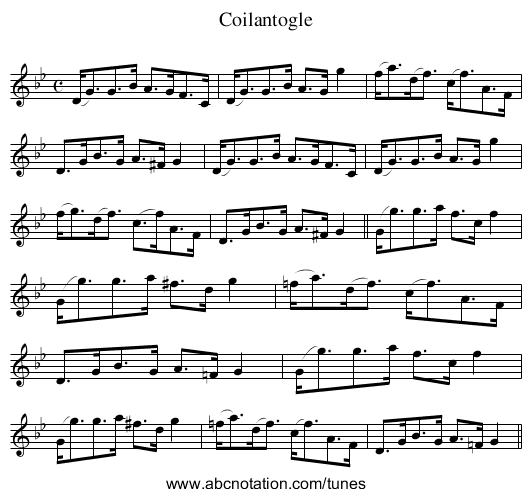 Coilantogle - staff notation