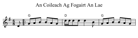Coileach Ag Fogairt An Lae, An  - staff notation
