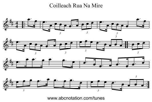 Coilleach Rua Na Mire - staff notation