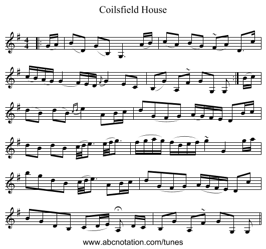 Coilsfield House - staff notation