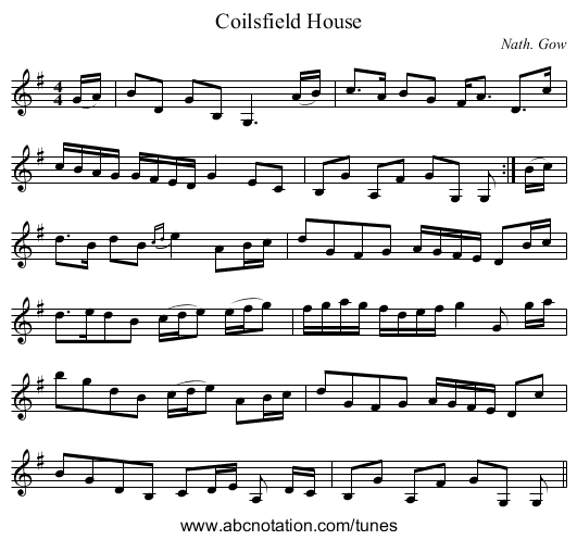 Coilsfield House - staff notation