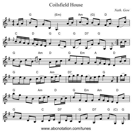 Coilsfield House - staff notation