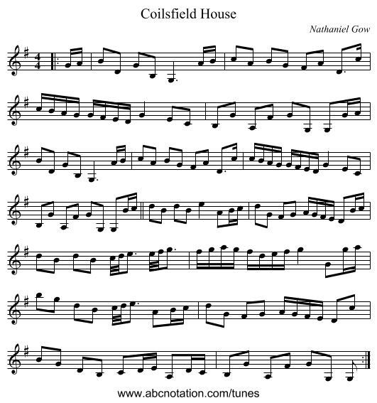 Coilsfield House - staff notation