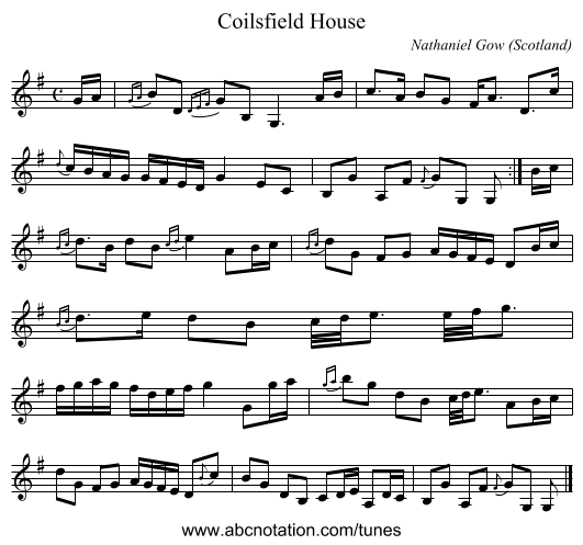 Coilsfield House - staff notation