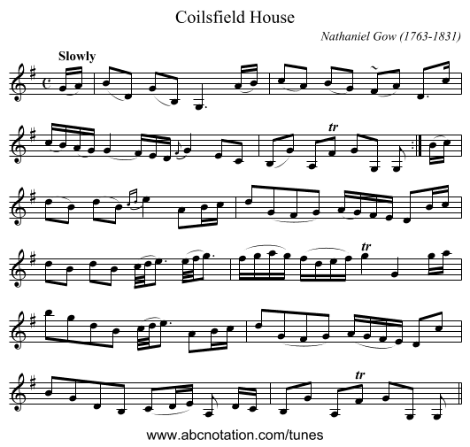 Coilsfield House - staff notation