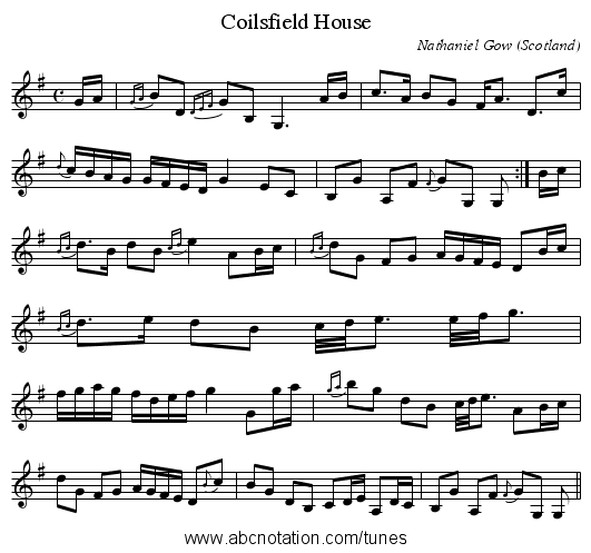 Coilsfield House - staff notation