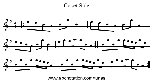 Coket Side - staff notation