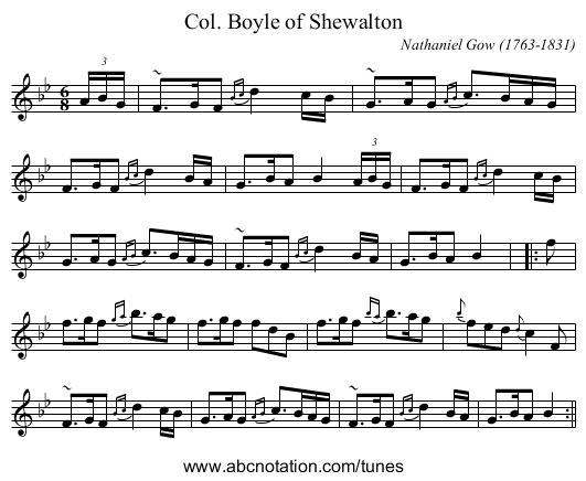 Col. Boyle of Shewalton - staff notation