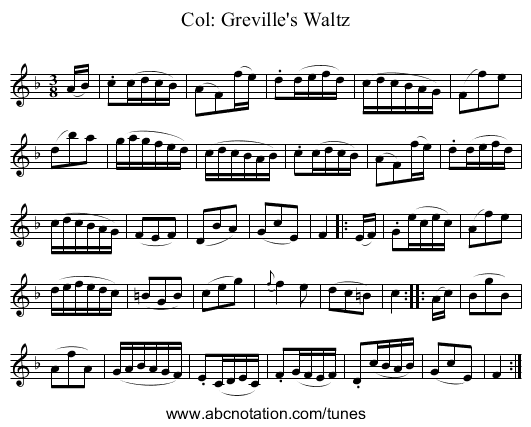 Col: Greville's Waltz - staff notation