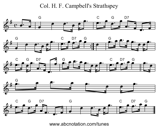 Col. H. F. Campbell's Strathspey - staff notation