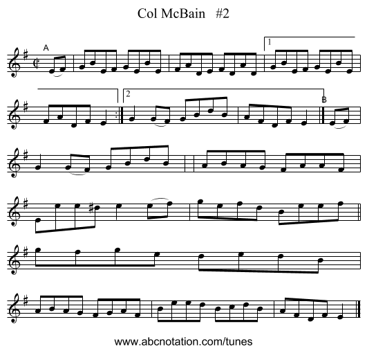 Col McBain   #2 - staff notation