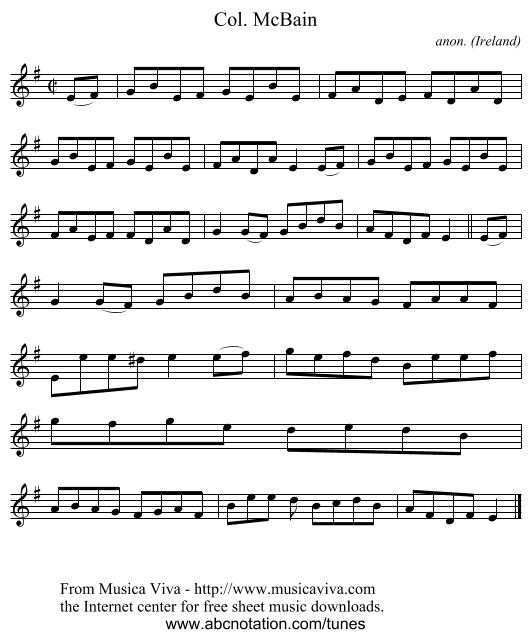 Col. McBain - staff notation