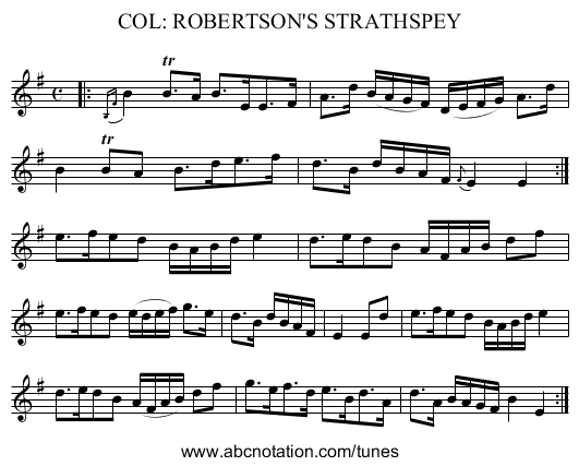 COL: ROBERTSON'S STRATHSPEY - staff notation
