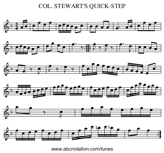 COL. STEWART'S QUICK-STEP - staff notation