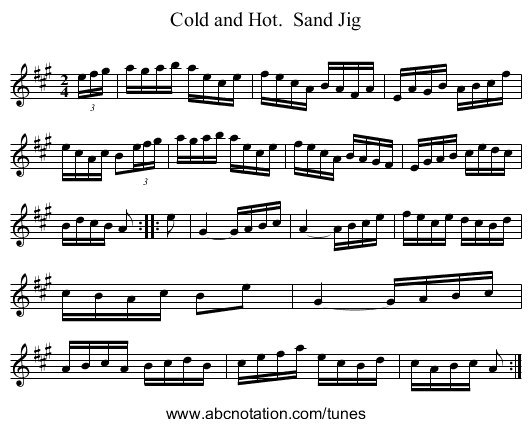 Cold and Hot.  Sand Jig - staff notation