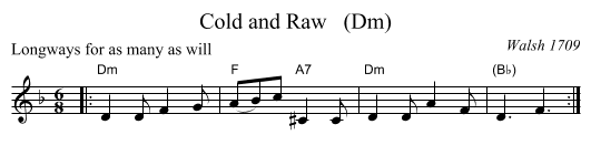 Cold and Raw   (Dm) - staff notation