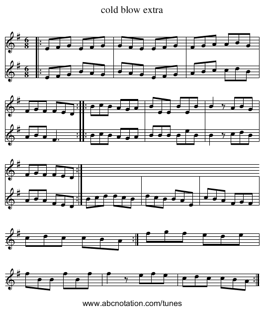 cold blow extra - staff notation