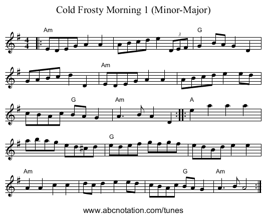 Cold Frosty Morning 1 (Minor-Major) - staff notation