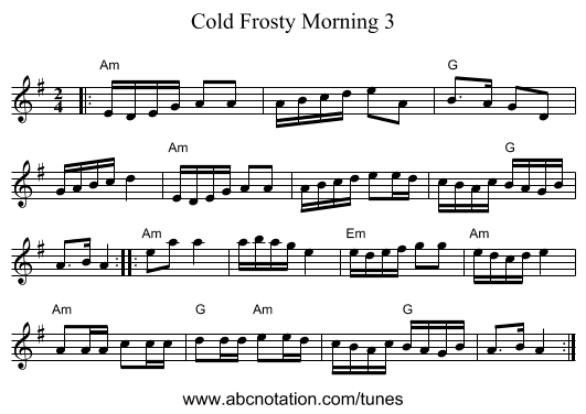 Cold Frosty Morning 3 - staff notation