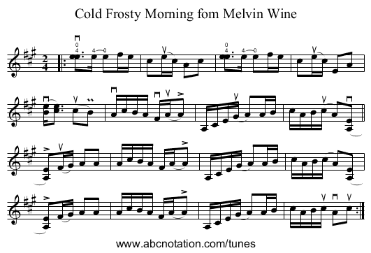 Cold Frosty Morning fom Melvin Wine - staff notation