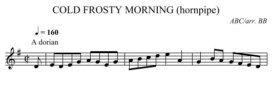 COLD FROSTY MORNING (hornpipe) - staff notation