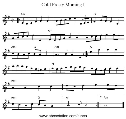 Cold Frosty Morning I - staff notation