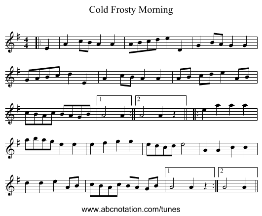 Cold Frosty Morning - staff notation