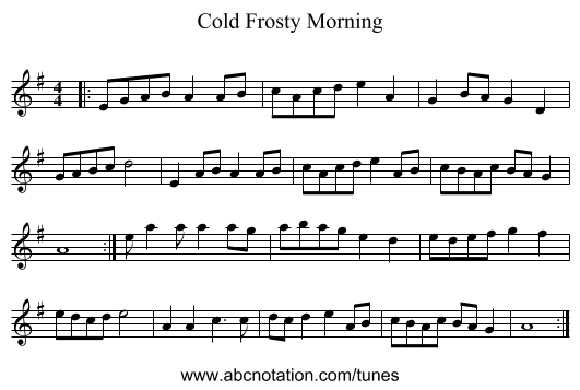 Cold Frosty Morning - staff notation