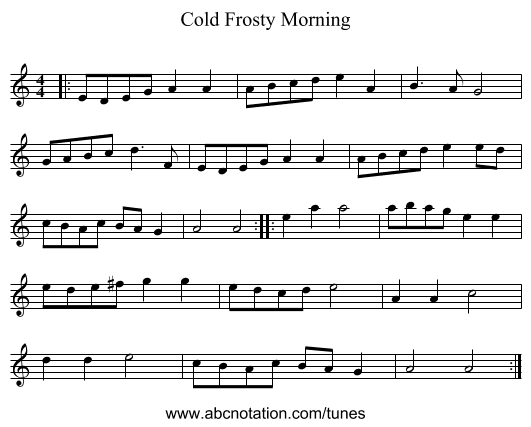 Cold Frosty Morning - staff notation