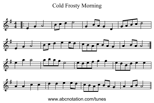 Cold Frosty Morning - staff notation